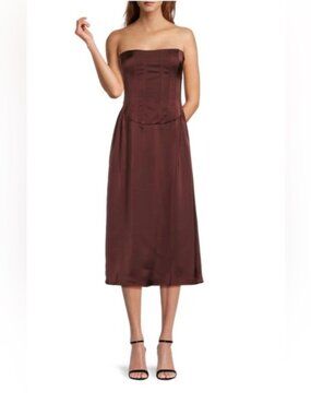 WeWoreWhat | Dresses | Weworewhat Corset Pleated Linenblend Midi Dress |  Poshmark